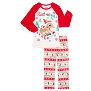 Girls RUDOLPH The Red Nose Reindeer Christmas Pajamas Size XS 4/5  L 10/12 NWT